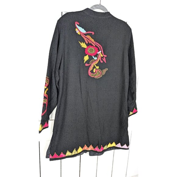 Soft Surroundings black colorful embroidered floral cardigan jacket - Picture 7 of 9